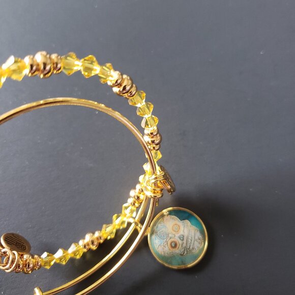 Alex and Ani Gold Art Infusion Calavera Swarovski Set 646 - Picture 5 of 5